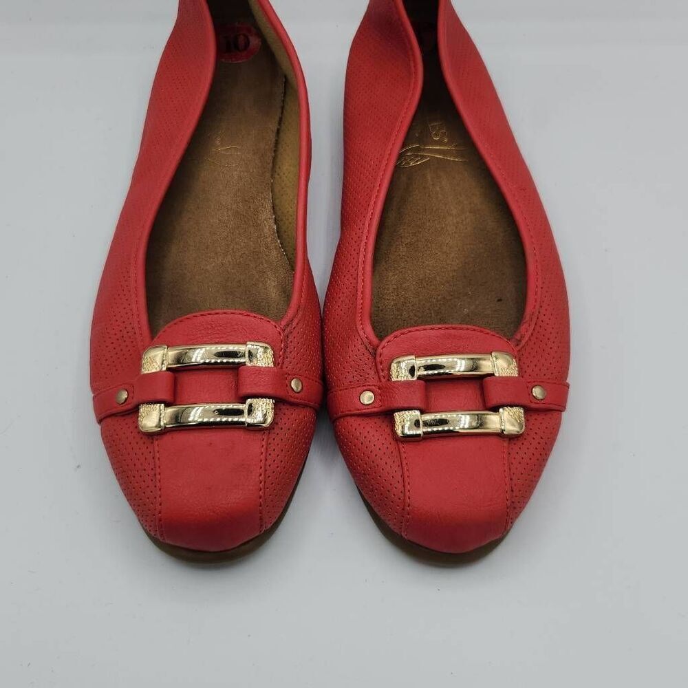 Women's Aerosoles Sherbet 2 Coral Perforated Ballet Flats Shoes Size 10M